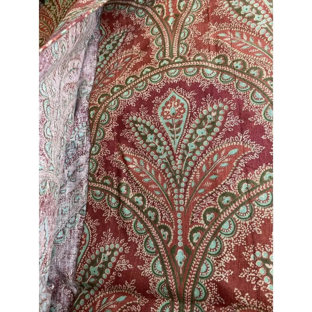 Large Pottery Barn Paisley Pillow Cover Green Red Floral‎ Approx 30 X 25